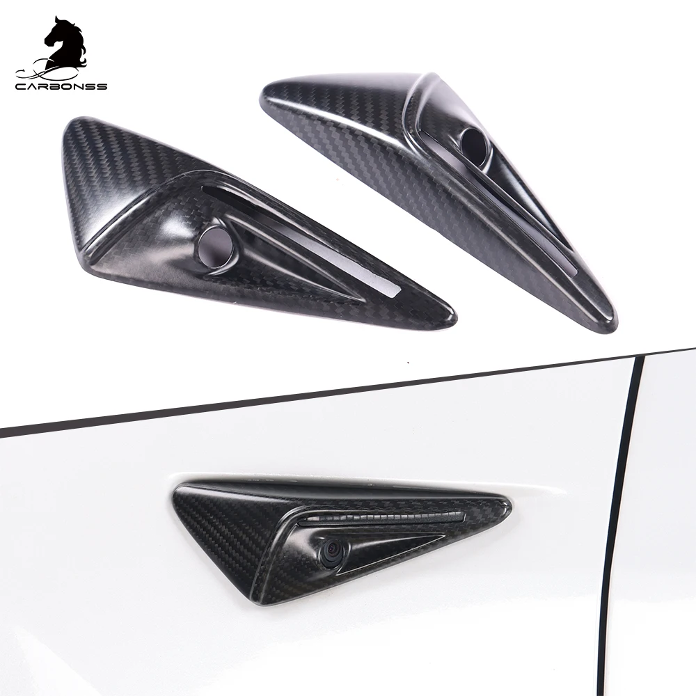 2PCS Car Accessories Carbon Fiber Protection Side Camera Cover For Tesla Model 3/X/S/Y