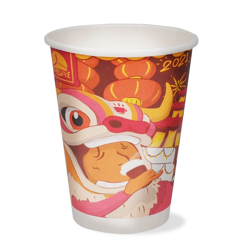 Wholesale Printing 8oz 12oz 16oz Single Wall Disposable Paper Cups customized hot coffee paper cup with sleeves and lid