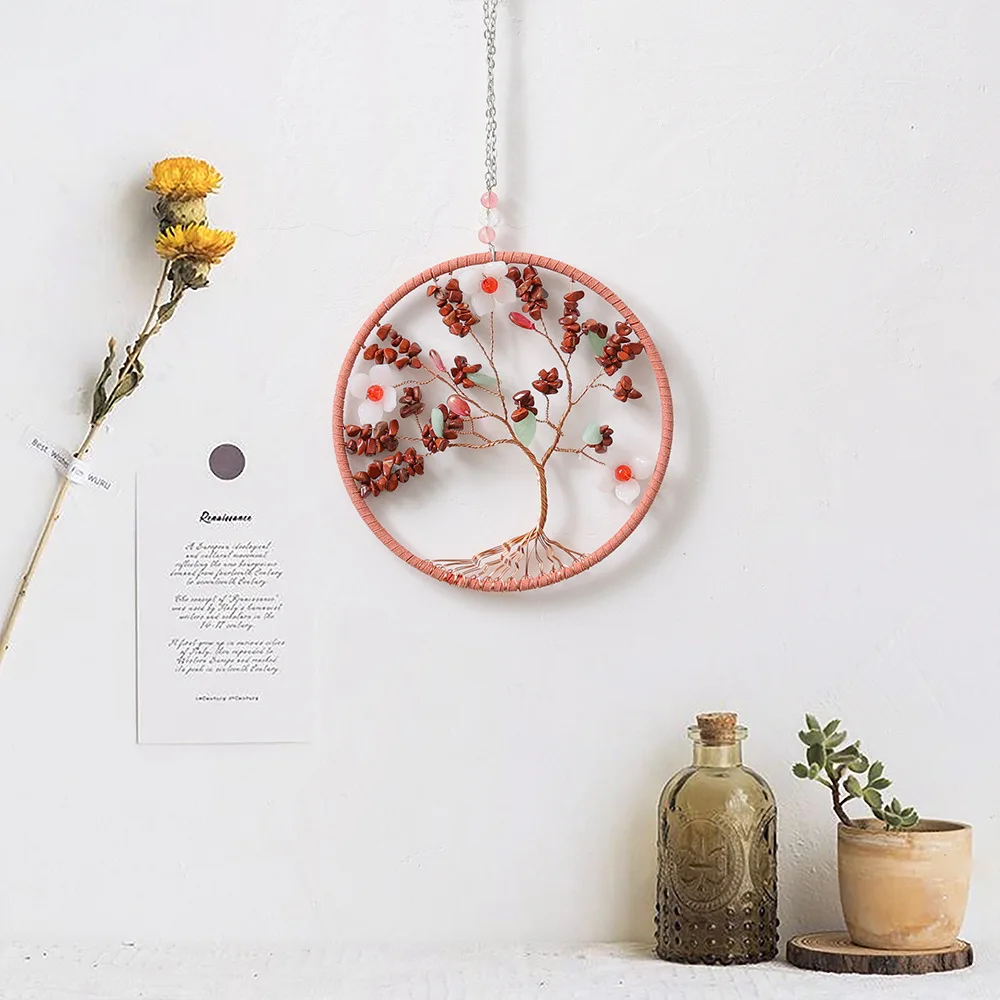 Natural Amethyst Tree Of Life Wire Wrap Gemstone Raw Reiki Healing Crystal Chakra Wall Hanging Ornament