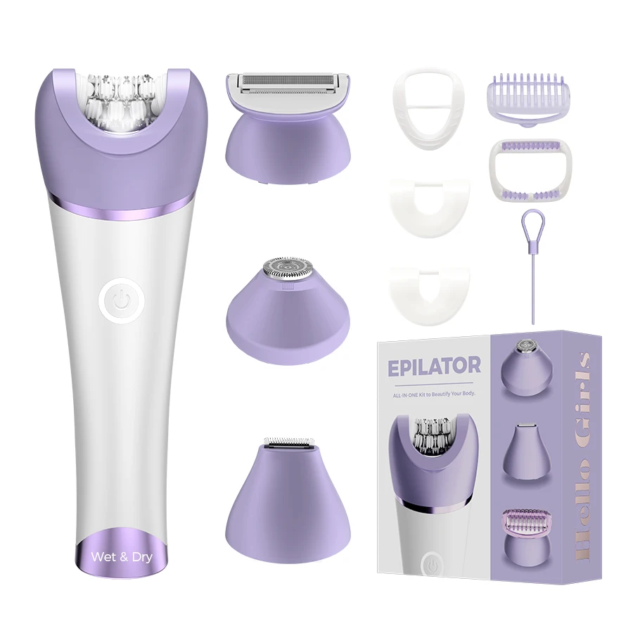 Epilator for Women,4 in 1 Hair Removal Epilator, Shaver, Trimmer,Face Razor,IPX7 Waterproof Rechargeable Hair Removal for Women