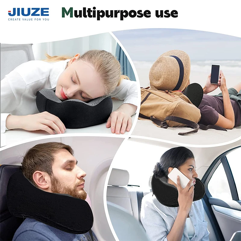Cooling Set Eye Mask Neck Rest Cushion 3 in1 U Shape Memory Foam Travel Neck Pillow