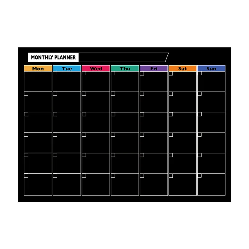 Custom magnetic refrigerator whiteboard black schedule erasable calendar message board magnetic stickers