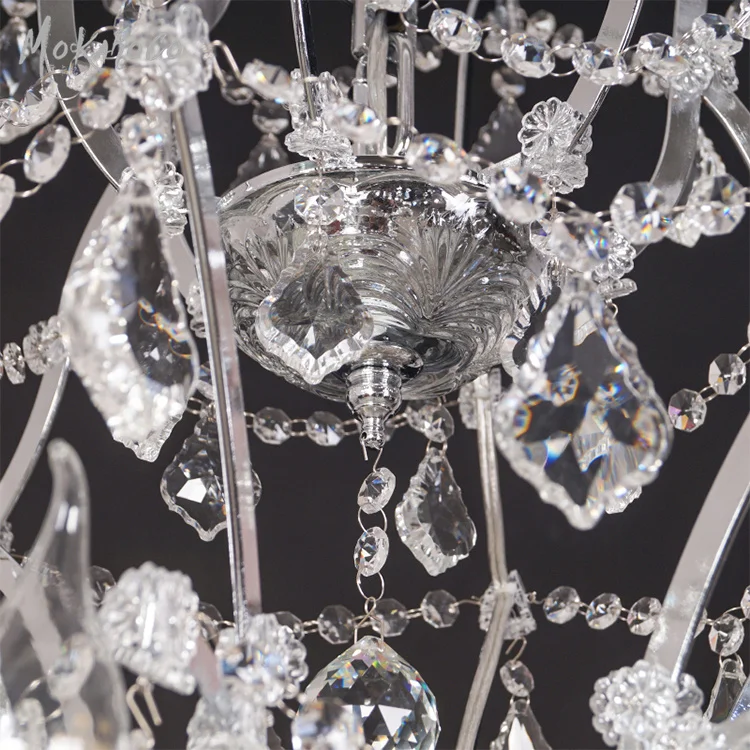 19th C. Rococo Iron Crystal Chandelier Lighting large villa crystal chandeliers