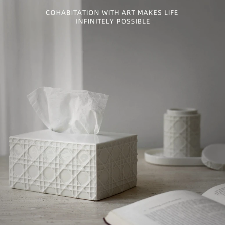 European Style Luxury Fashion Creative Household Office Desktop Ceramic Tissue Box For Home Decor Tissue Paper Boxes