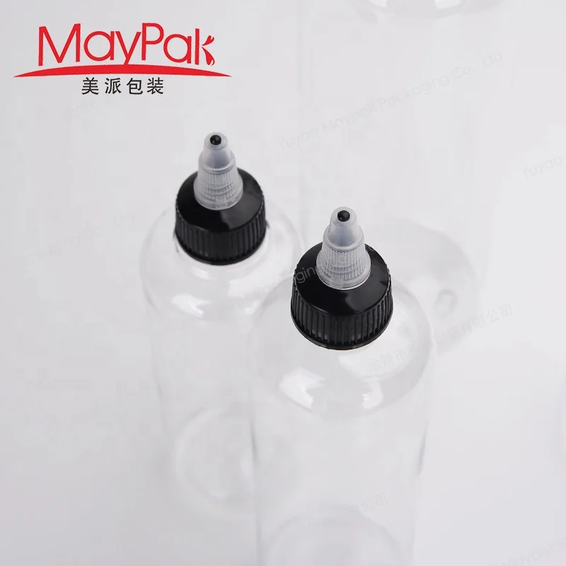 30ml 50ml 4oz 8oz 16oz 100ml 250ml 300ml 500ml 750ml 1000ml PET Clear Bullet Shape Hair Oil Squeeze Bottle with Twist Top Cap
