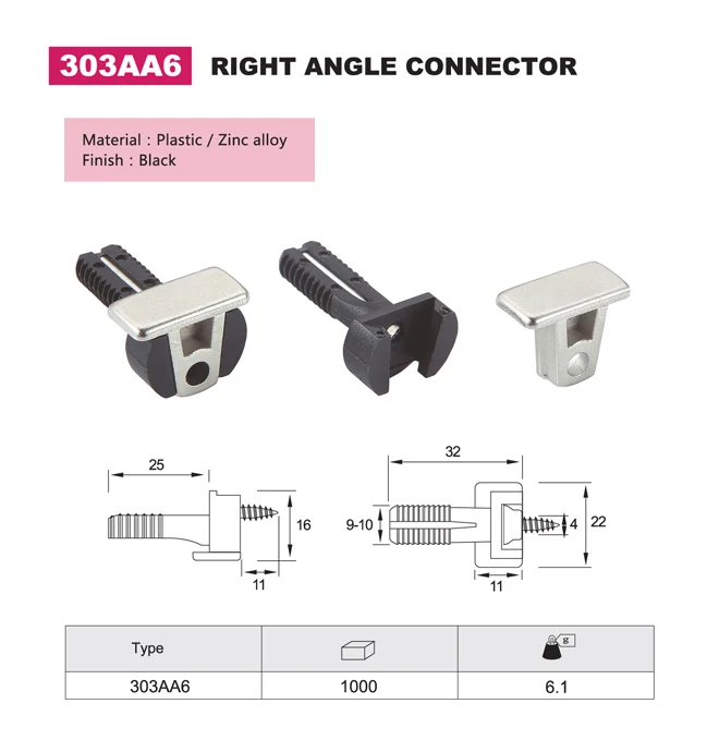 303AA6 3 in 1 furniture connector shelf support