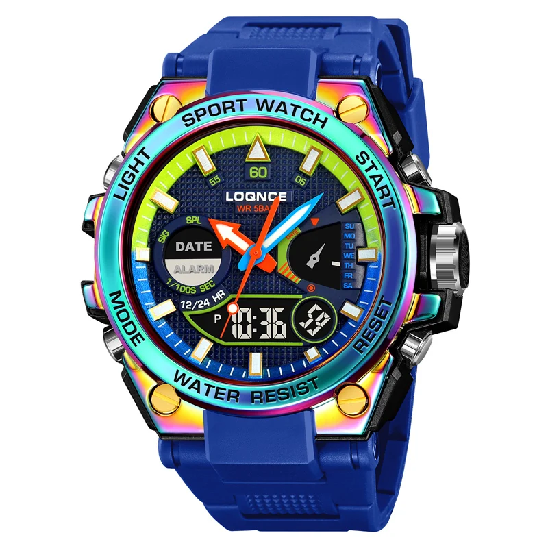 LOQNCE 98006 Digital Watches Men Outdoor Cool Transparent Alarm Clock Calendar Waterproof Luminous Sports Man Electronic Watch