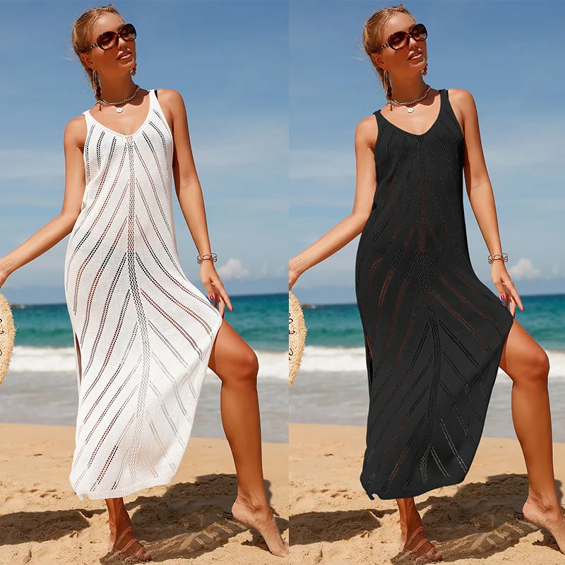 Missadola Wholesale  Crochet Beach Swim Cover Up Dress Knitted Mesh Bathing Suit sexy Swimsuit Coverup Swimwear Skirt