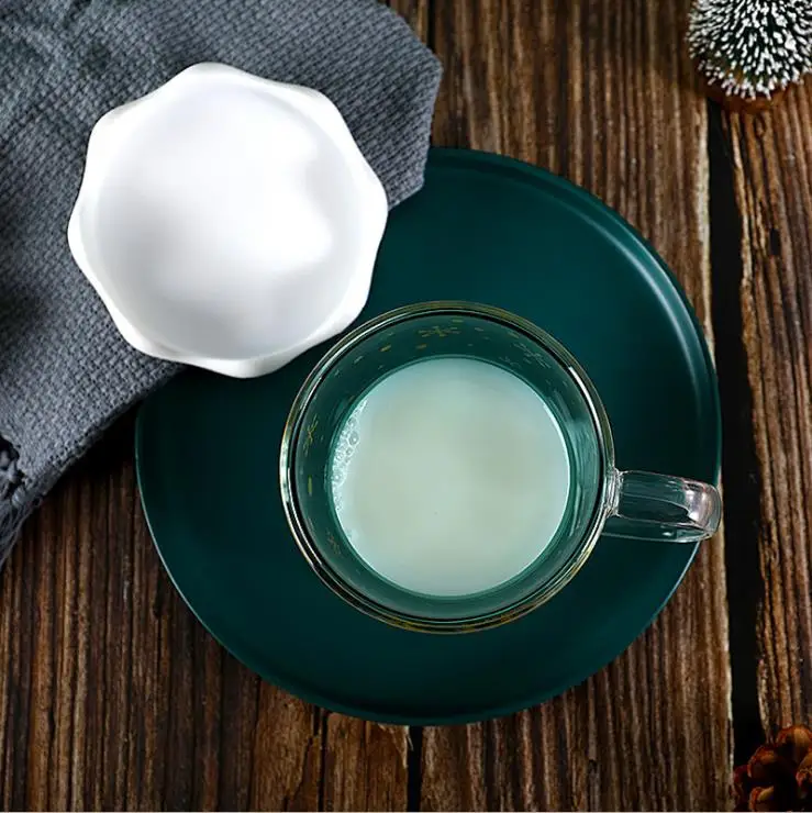 Christmas custom unique reusable double walled drink juicy borosilicate glass coffee cup with lid