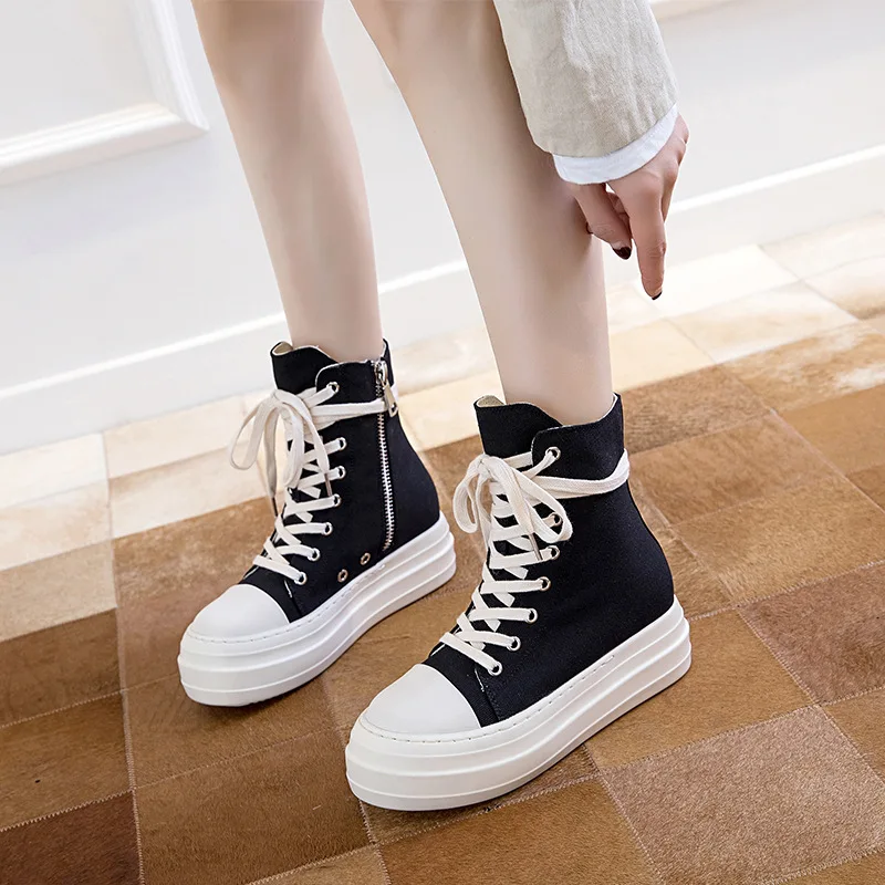 Fashion Women Canvas Espadrilles Thick Sole Lace Up Classic Casual Walking Shoes Men And Women Custom Original Sneakers PU