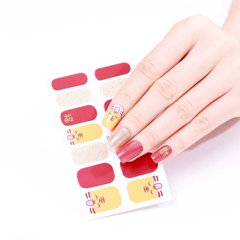 14 PCS in one high quality 2022 new tiger cute animal designer cartoon nail design stickers