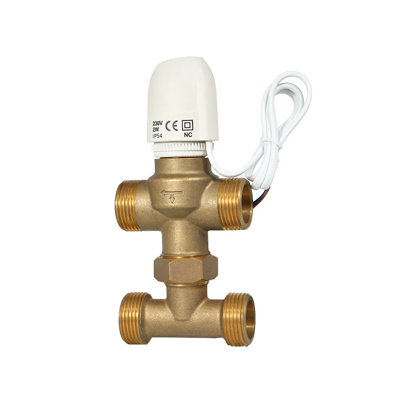 Brass Electric Actuator 4-Way  Electric Temperature Control Valve for Fan Coil General Application With Actuators