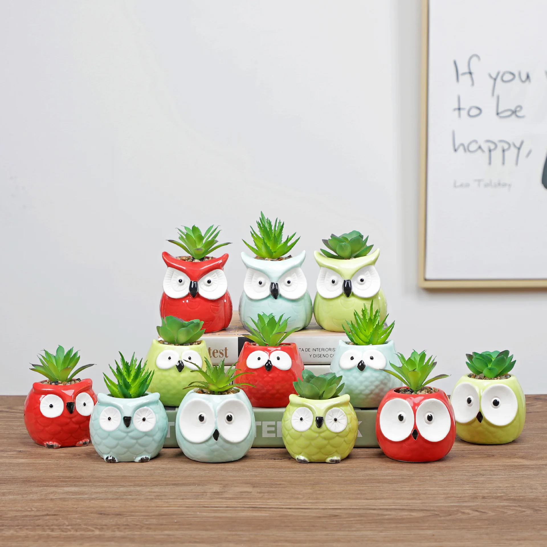 New 2021 Wholesale Ceramic Plants Succulent Cactus Bonsai Holder Garden Desktop decoration Mini Owl Planter Flower Pot