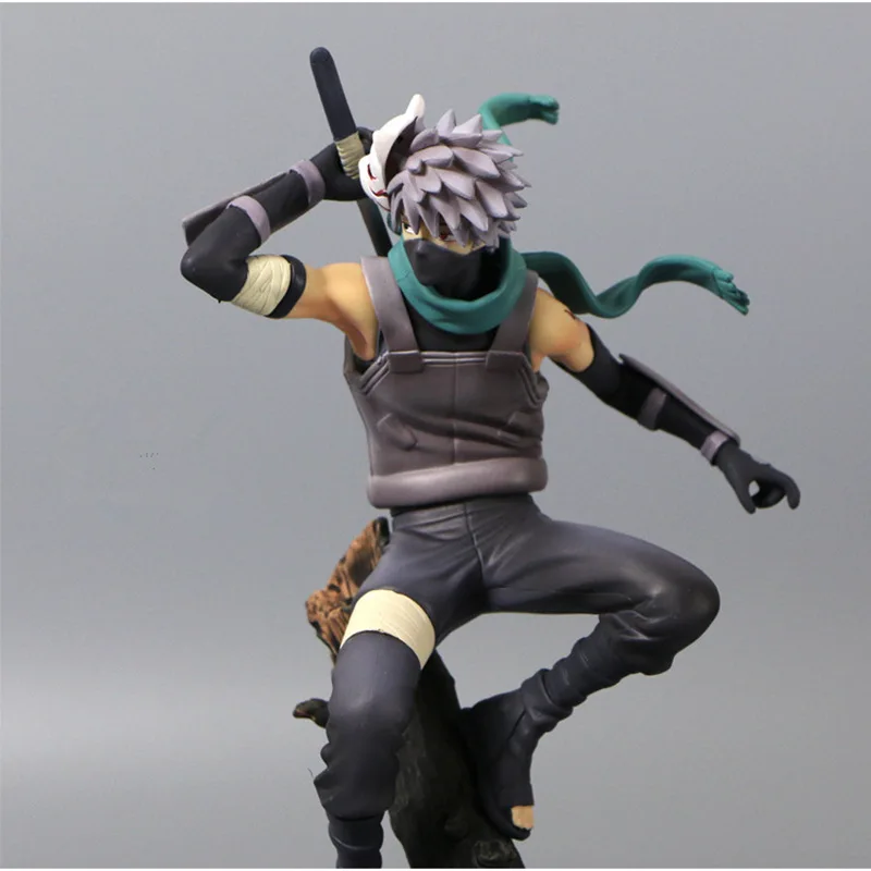 
23CM Naruto Anime Figurine Change Head Hatake Kakashi PVC Action Figure The Dark Kakashi Figures 