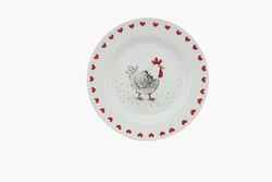 BONWILL Ceramic Serving Plate Country Chicken Love Heart Rim Serving Platter Tray