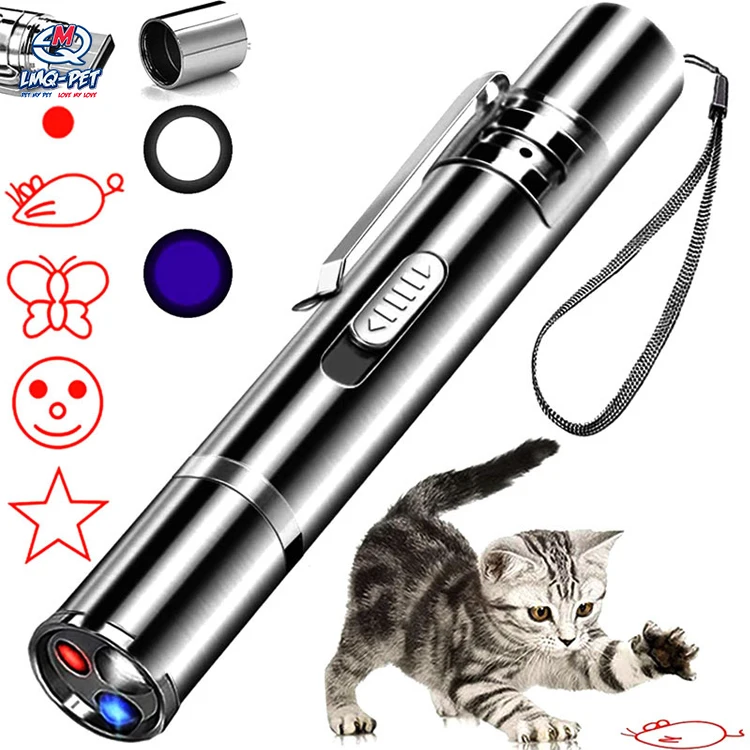 Cat Interactive Laser Toys Stainless Steel USB Multi-pattern Cats Stick Funny Playing Training Cat Laser Pointer