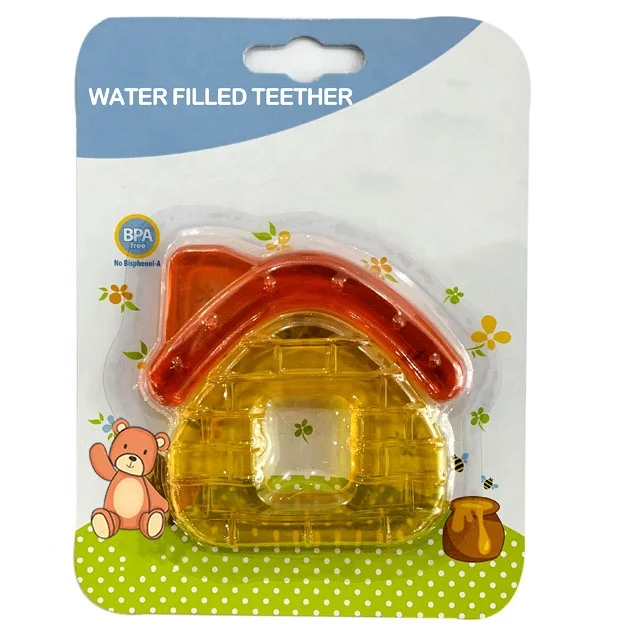 Hot sale House shaped gel water filled baby teething toys soft teether baby cooling teether