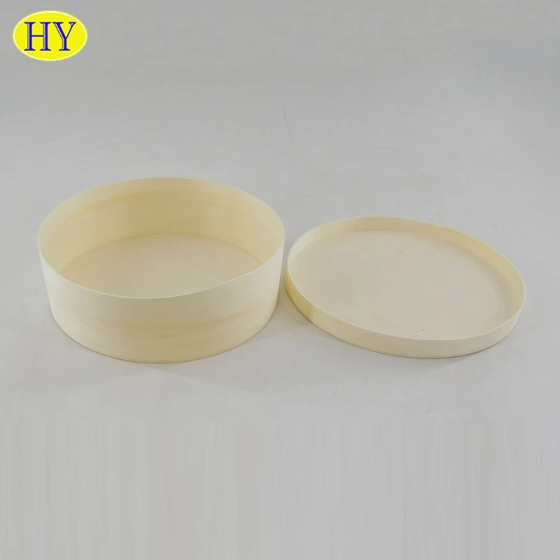 
Customized Cheap Round Wooden Balsa Cheese Gift Box Candy Fruit Lunch Bento Box Wooden Packaging Box 