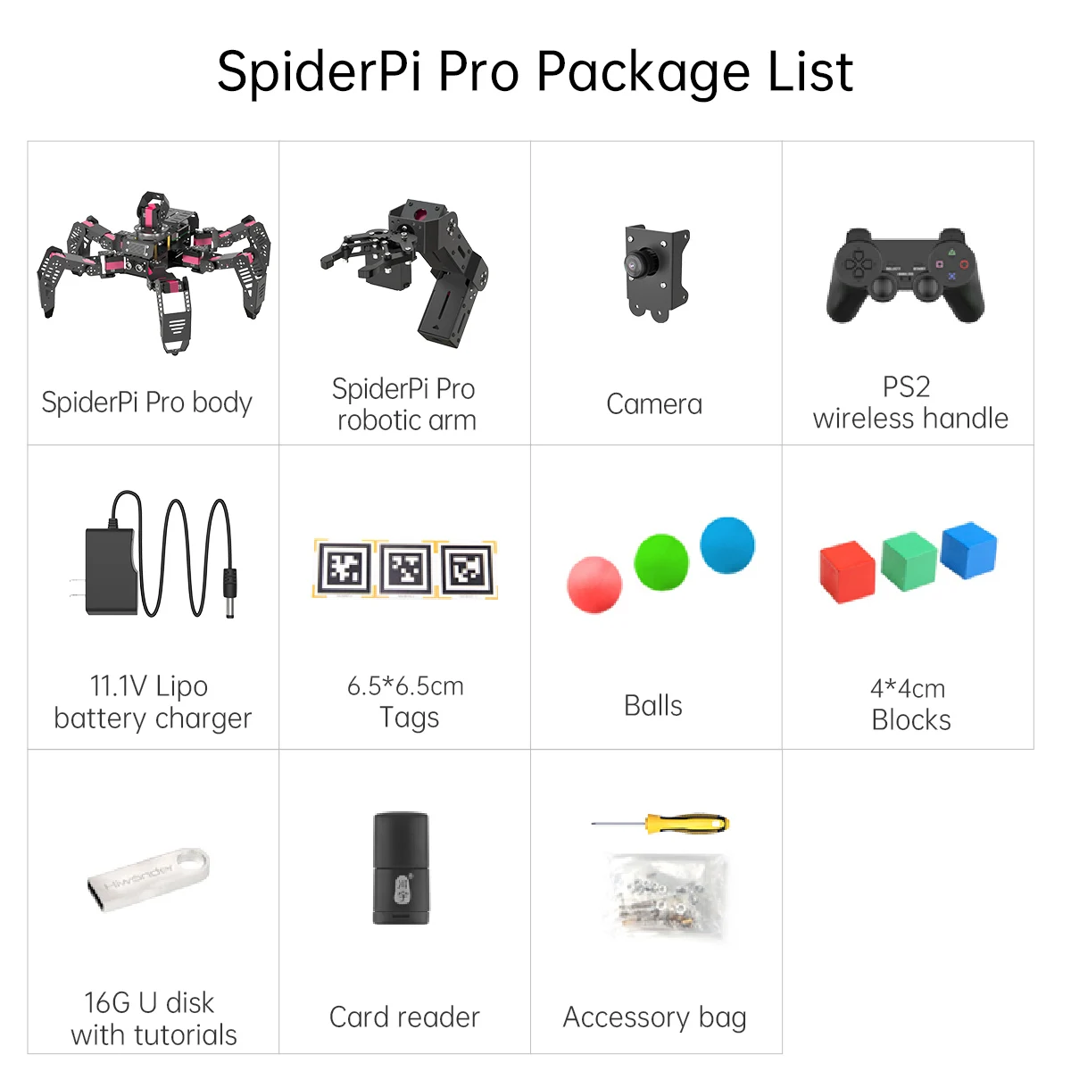 Hiwonder SpiderPi Pro Hexapod Robot with AI Vision Robotic Arm AI 6-Leg Robot Powered by Raspberry Pi 4B 4GB