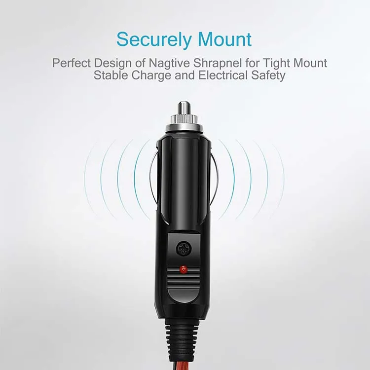 12V Cigarette Lighter Extension Cord Cable Male to Female with Cap for Air Compressor Tire Pump Cooler Fridge