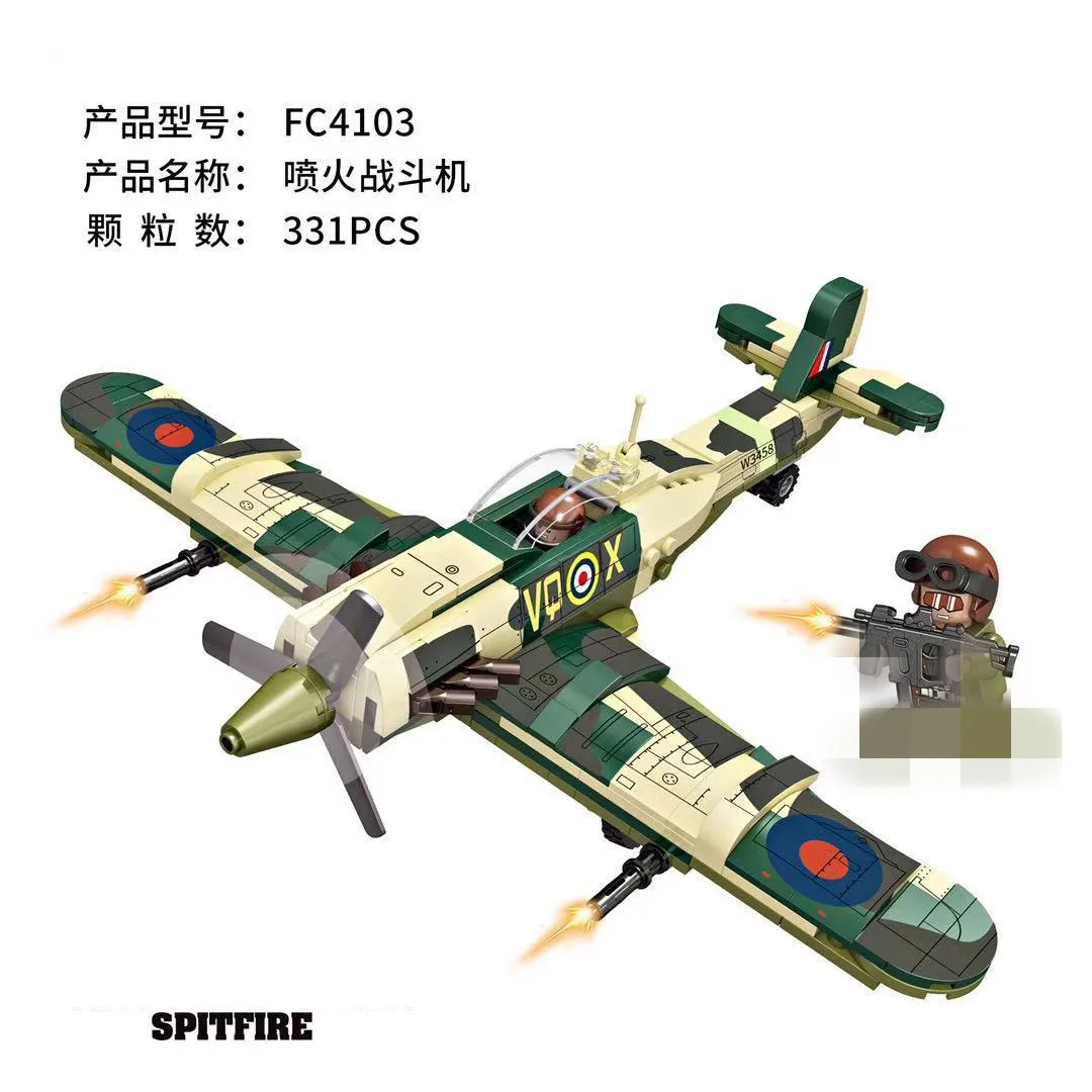 World War II military aircraft series The A10 Fighter Set Building Blocks J15 Fighter Spitfire MOC Airplane Model Toys for Kids