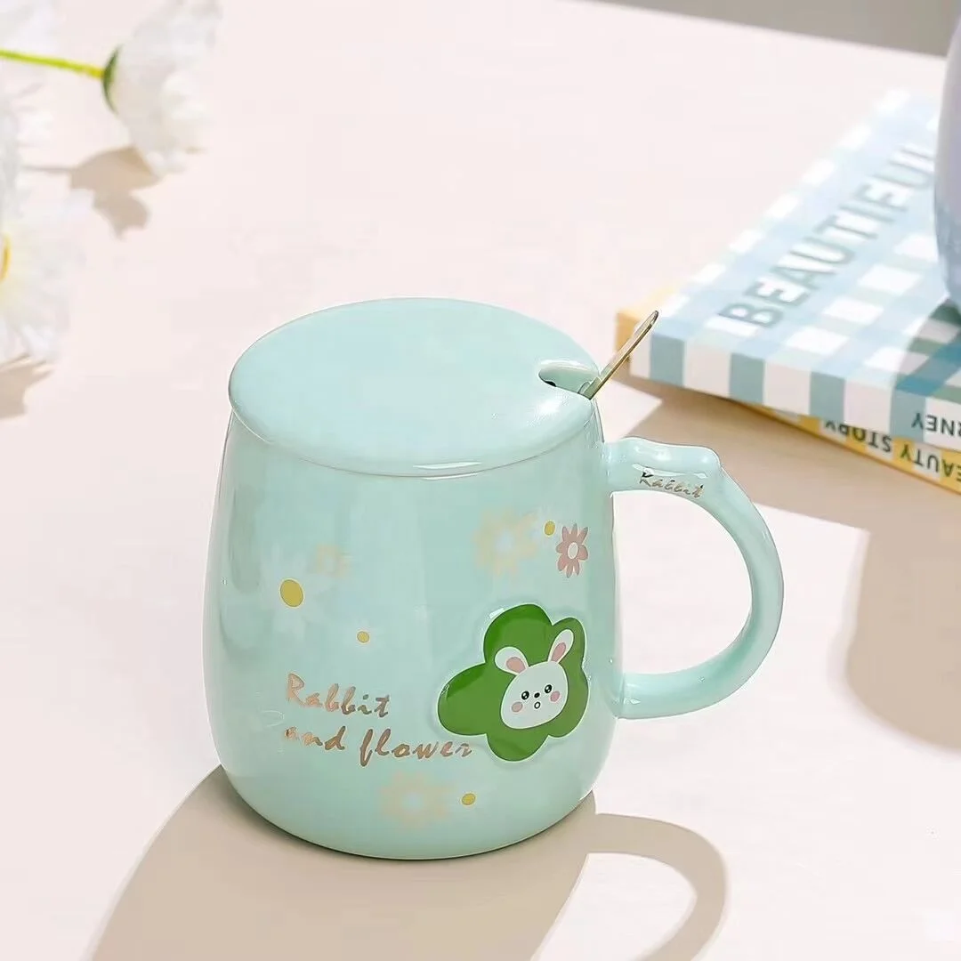 Hot Seller High Beauty Cute Ceramic Cup With Lid And Handle For Milk And Coffee Mug