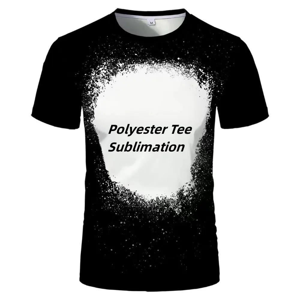 Unisex Bleached 100% Polyester T Shirt Sublimation Sports Running Wear Custom Sublimation Polyester T Shirt