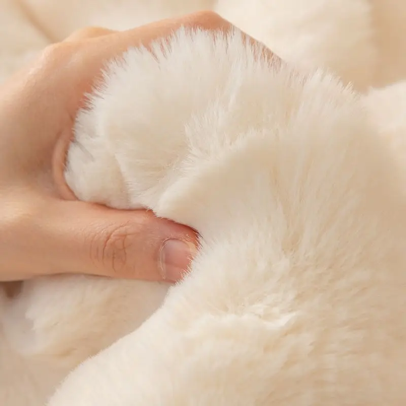 Wholesale Rabbit Plush Non-slip Solid Sofa Cover Furniture Protector L Shaped Seat Covers for Sofas