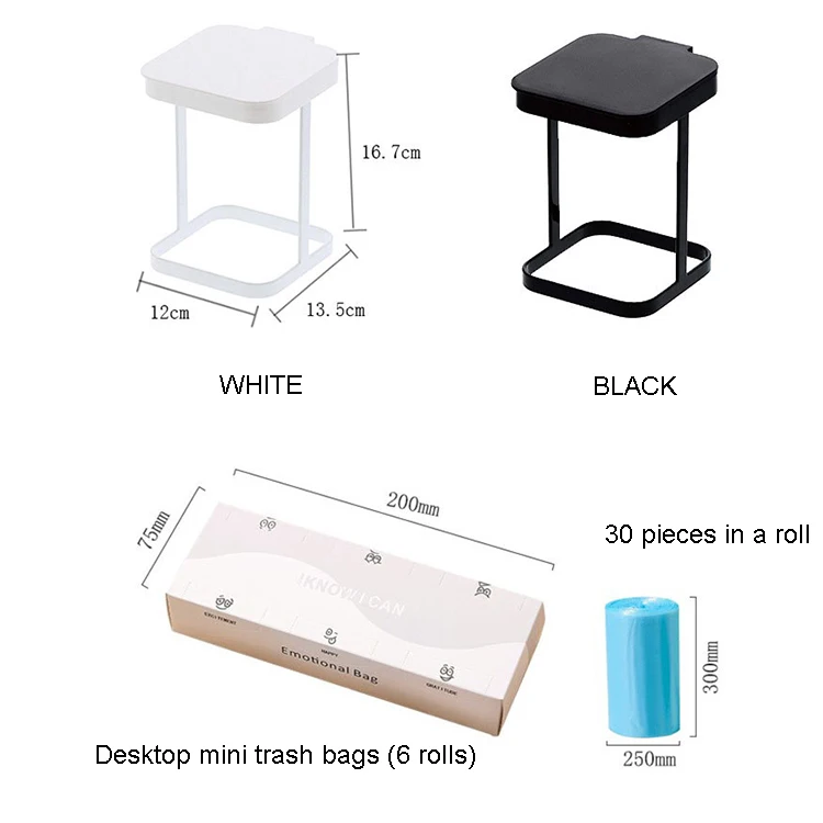Household mini desktop trash can kitchen living room dressing table creative wrought iron small trash can with lid