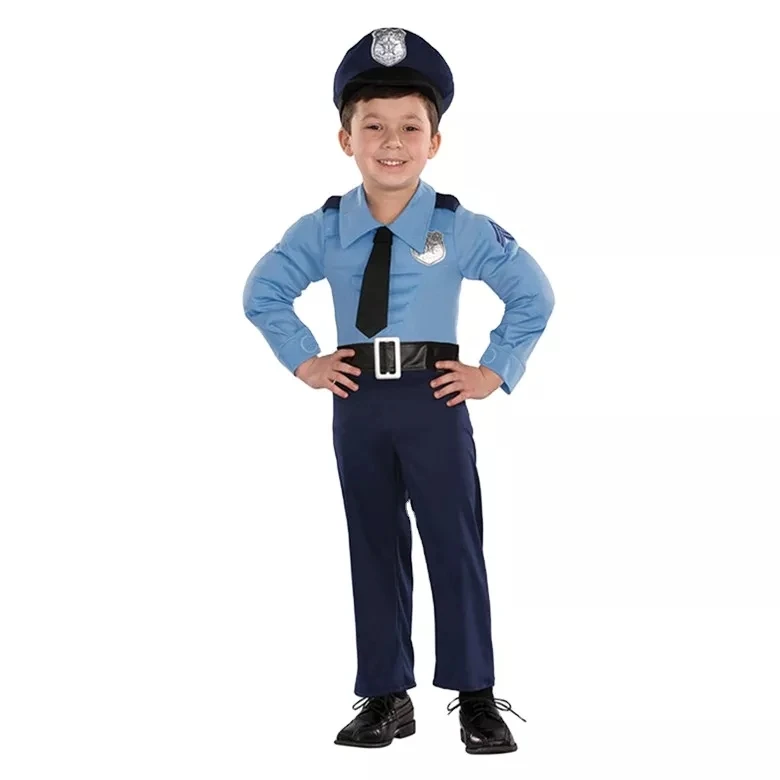 Bulk Cheap Halloween Costume Role Play Costume Children Police Dress Up Costume Policeman Fancy Clothes kids