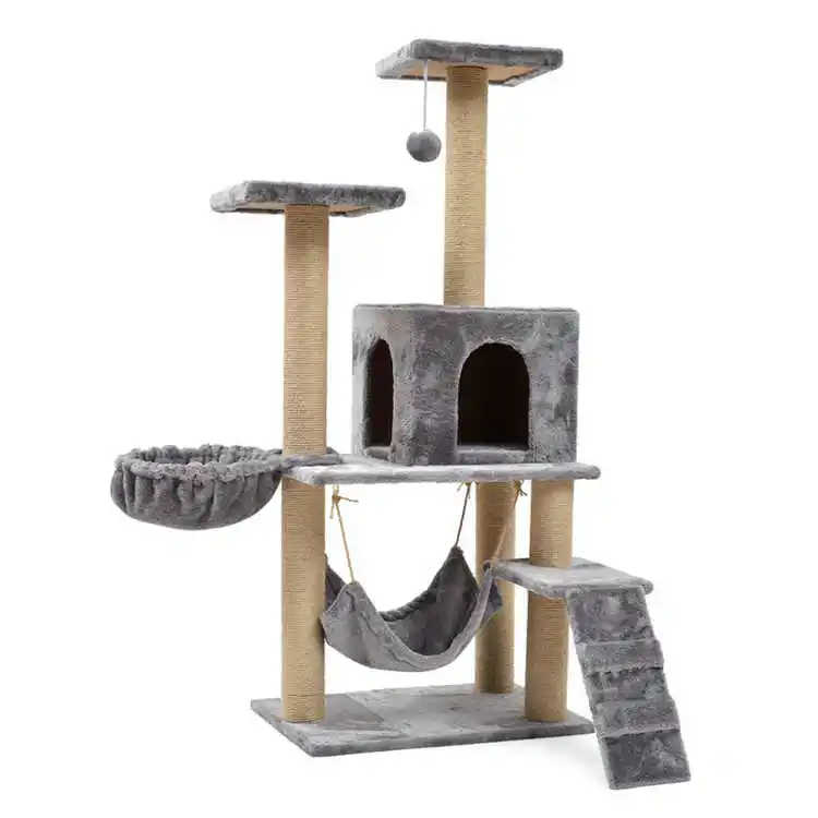 Wholesale Customized cat activity tree wood Catfloor to ceiling cat tree tower house
