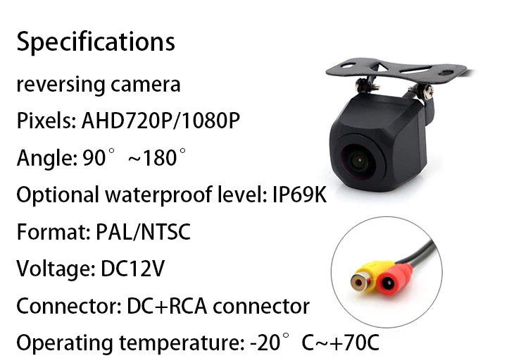 Backup Camera Upgrade 720P Metal 170 Degree Wide Angle Rear View Reversing Camera with Super Night Vision IP68 Waterproof
