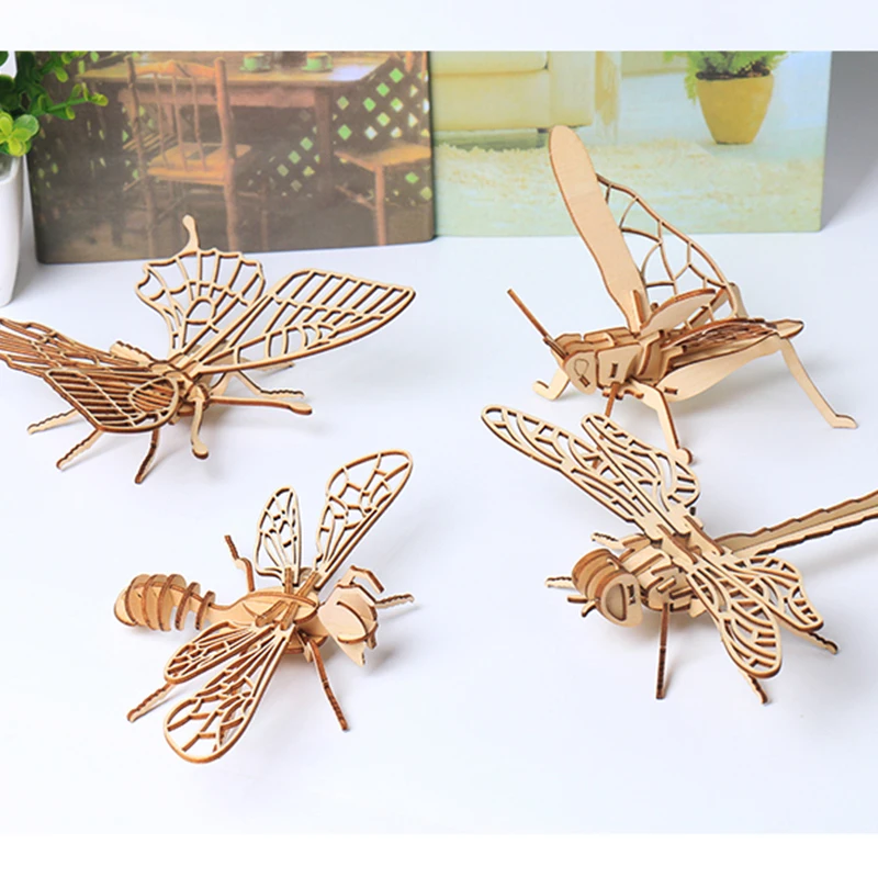 Baby Toy Montessori 3D Puzzle DIY Jigsaw Board Wooden Puzzle Insect Animal Handmade Educational Assembly Toy Gift for Children