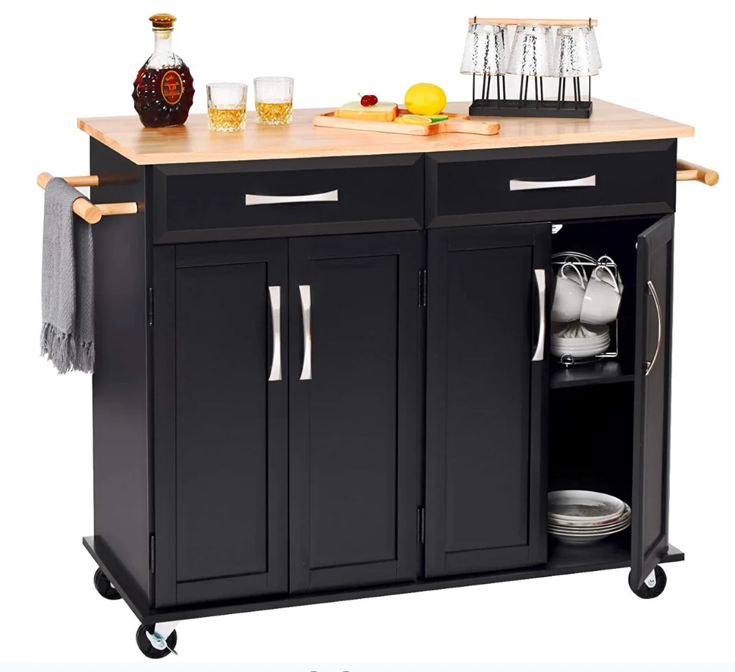 Good Selling Home Movable Portable Large Storage Space Utility Cart Bamboo Kitchen Utility Cart