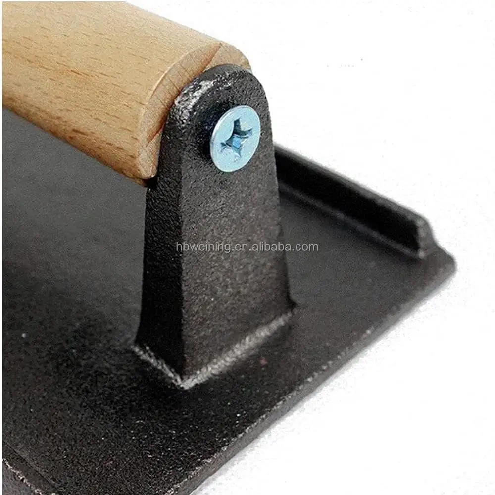 Heavy Duty Chef Press with Wood Handle rectangular shape kitchen BBQ cast iron meat press