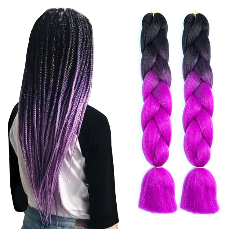 Julianna Hot Selling High Temperature Fiber Yaki Texture Braids 24 Inch Synthetic Ombre Jumbo Braiding Hair Extensions Wholesale
