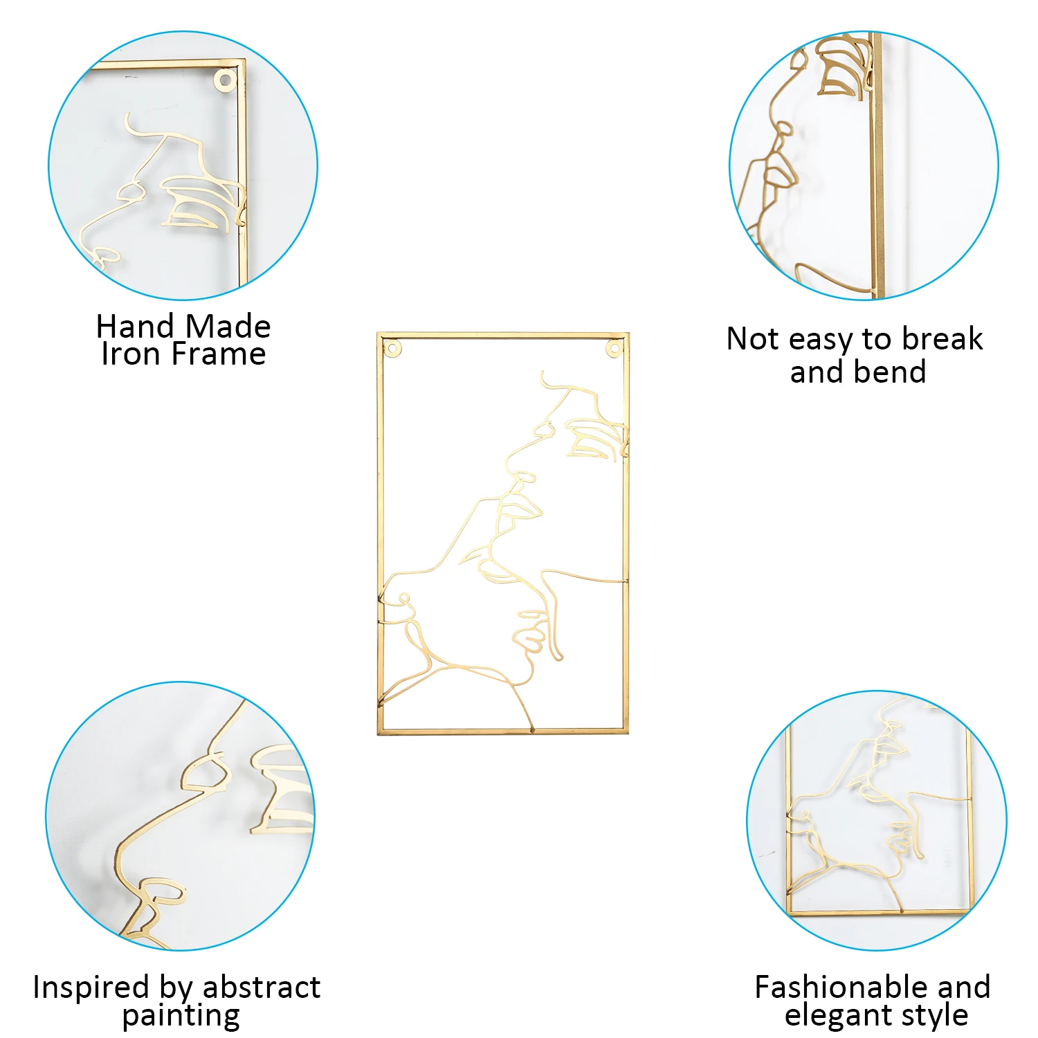 Gold Decor Living Room Bedroom Minimalist Modern Abstract Line Wall Home Decor Real Thicker Metal Art Wall Decor