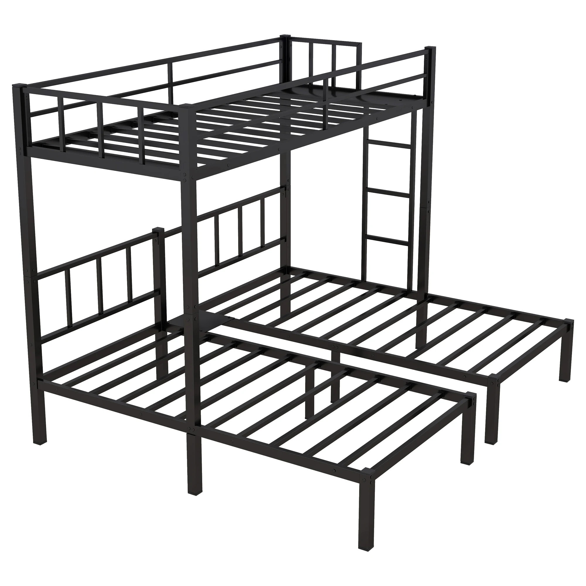 Space-Saving Can be Separated into 3 Twin Beds Black Triple Twin Bunk Bed