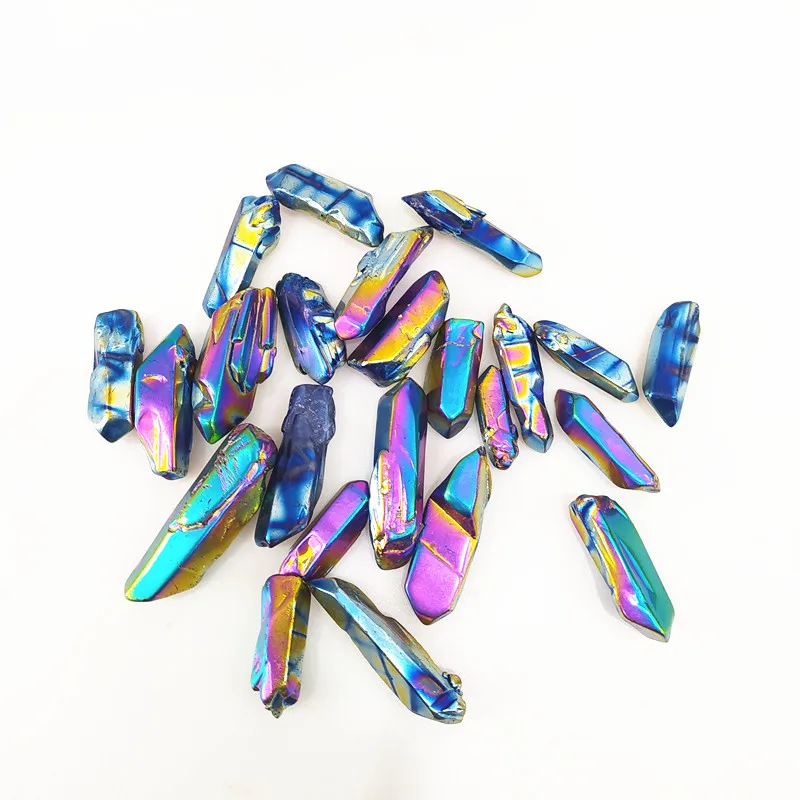 
Titanium rainbow aura lemurian quartz crystal point for healing 