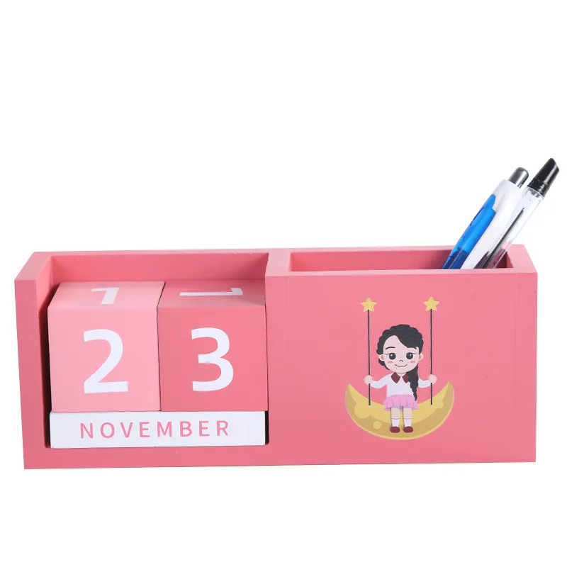 Factory Direct Supply Custom Creative Cartoon Desk Calendar With Wooden