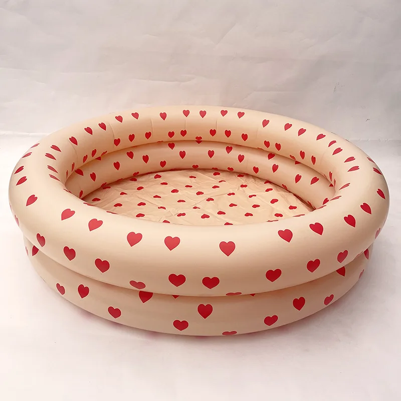 new design 2 rings red hearts swimming pool inflatable red hearts design pool