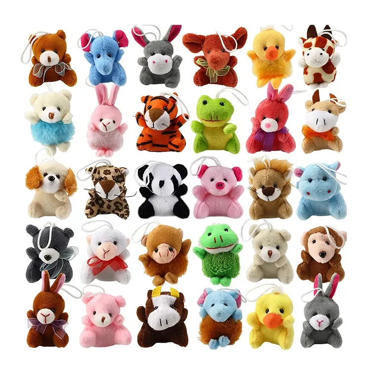 Custom design animal shape keychain toy New design  various mini key chain teddy bear soft toys plush keychain