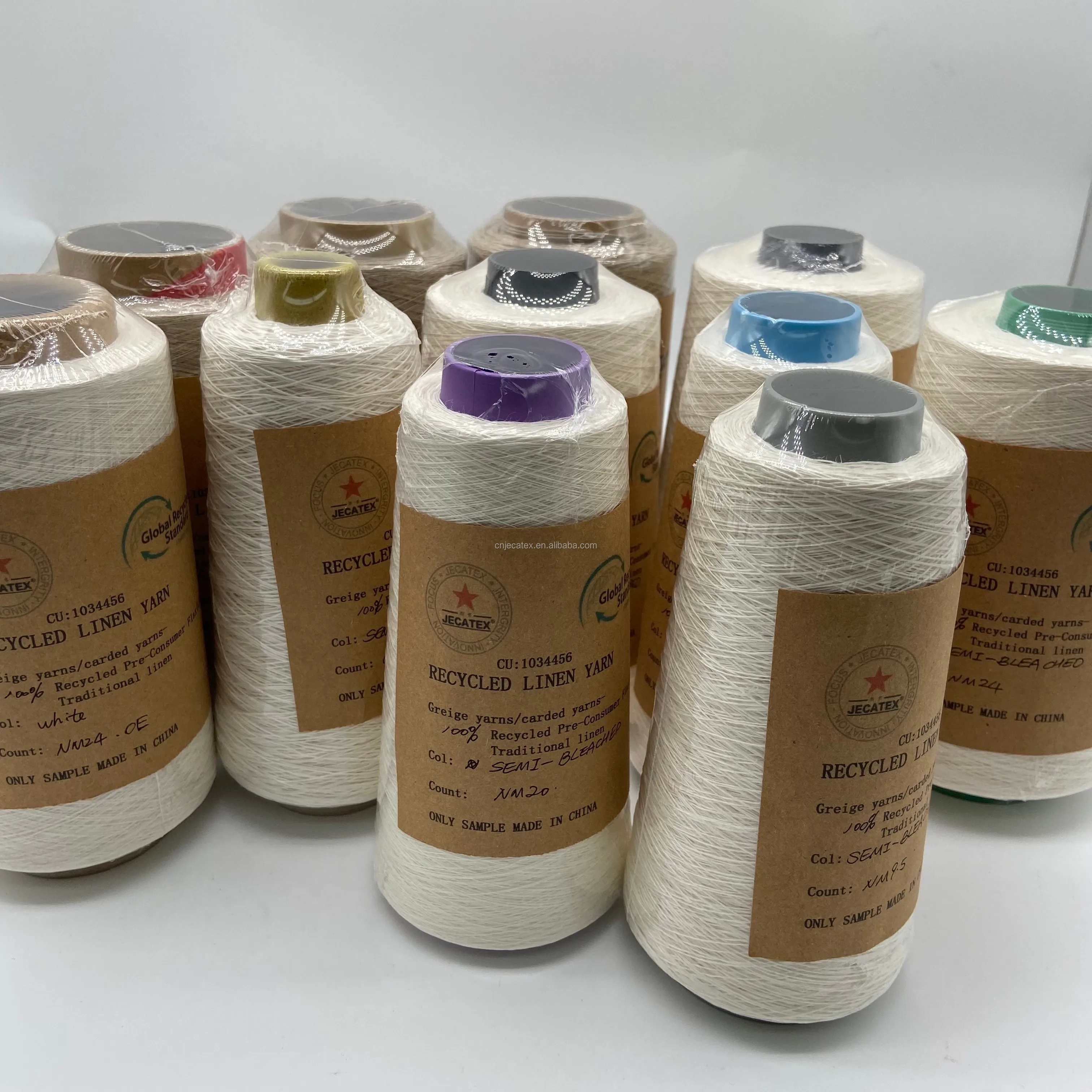 JECATEX NM4.5/2.6S 100% ORGANIC SEMI-BLEACHED OPEN END LINEN YARN LOW COUNT  FRENCH LINEN, WHOLESALE  GOTS CERTIFIED,SUSTANIBLE