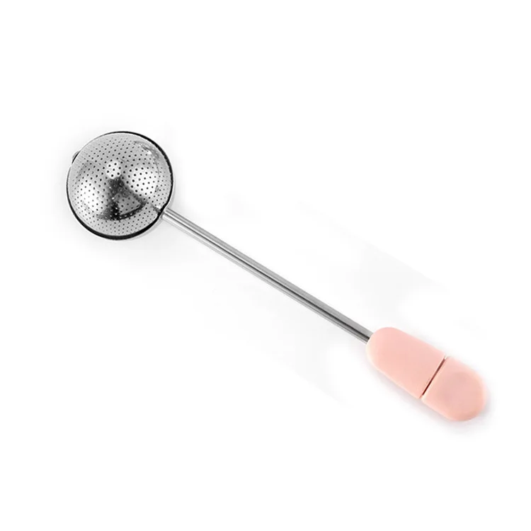 Stocked Twisting Infuser Ball Gold Infuser Tea Strainer Stainless Steel Ball With Long Handle