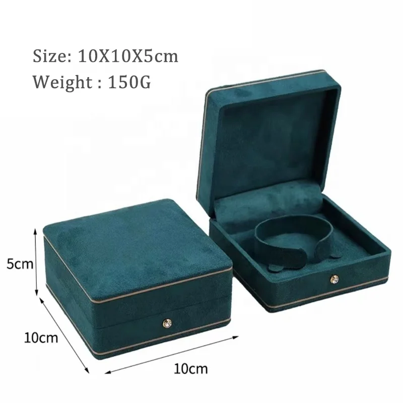 Blue Green Gold Buckle Square Velvet Love Ring Box Retro Wedding Ring Box Proposal Jewelry Packaging Gift Box