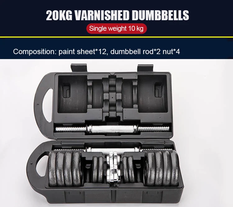 45lb 50kg 60 110 Lb Gym Cast Iron Equipment Free Weights Lifting Chrome Round Stoving Varnish Coated Dumbbell Set Dumbbells