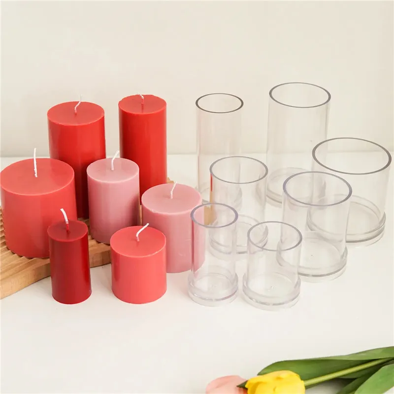 Y632  DIY Acrylic Pillar Cylinder Candle Mold Acrylic Plastic Pillar Candle Mould