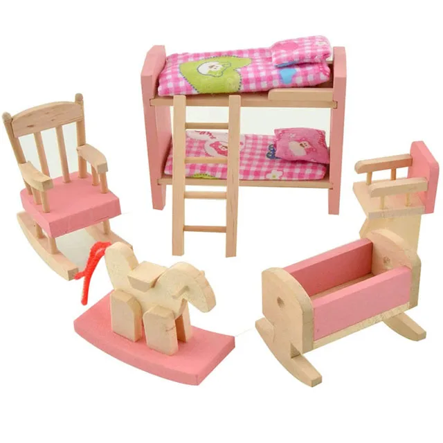Deep Blue Mini Bathroom Miniature Furniture Wooden Furniture Toy For Doll House