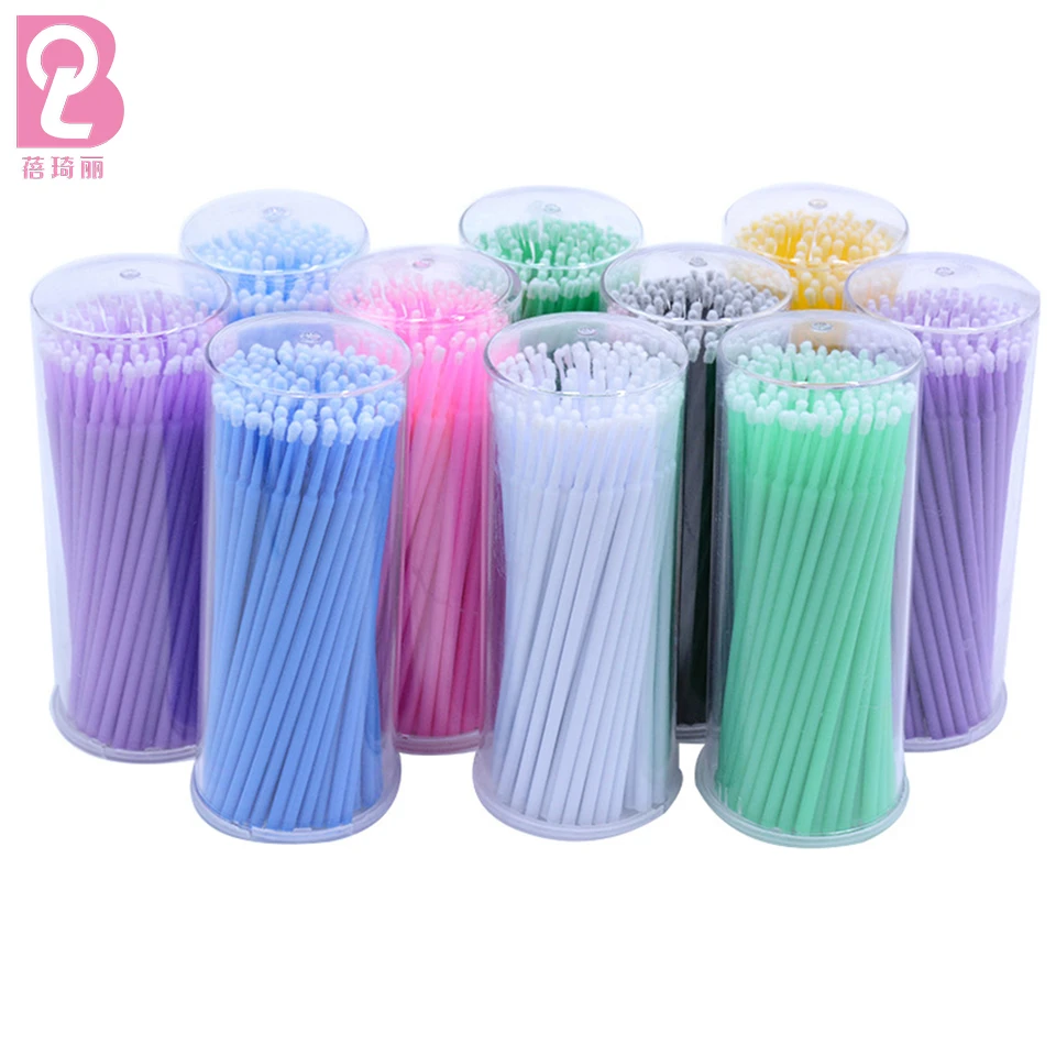 Beiqili Free Sample 100 pcs/box  Disposable Plastic Cleaning Lash Tip Extension Mascara Eyelash Micro Brush Hisopos
