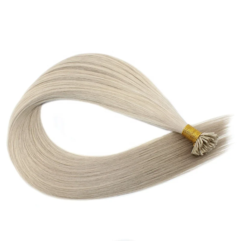 Haiyi Ready to ship Cuticle Aligned Intact Double Drawn Thick End Keratin Russian Human Hair K tip Flat Tip Hair Extensions
